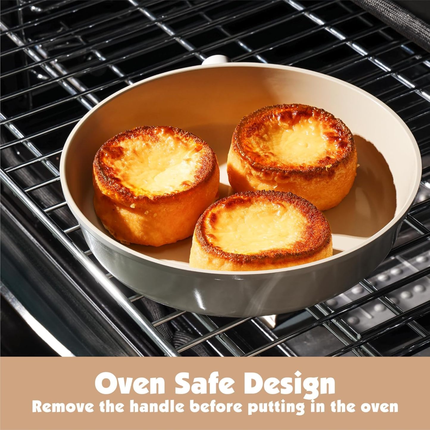 Ceramic Nonstick Pans Set, 8 inch &10 inch Cooking Pans with lid, Non-toxic Kitchen Cookware Set