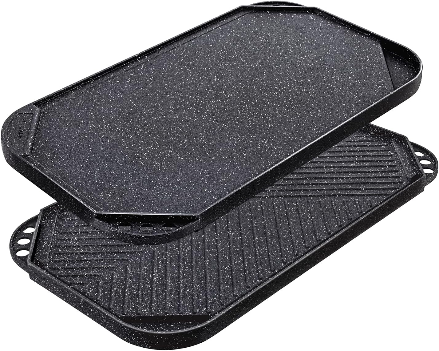 Nonstick Griddle Grill Pan, Pro-Grid Reversible Grill & Griddle Pan, Two Burner Cast Aluminum Griddle, Portable for Indoor Stovetop or Outdoor Camping BBQ, 19.5" x 10.7"