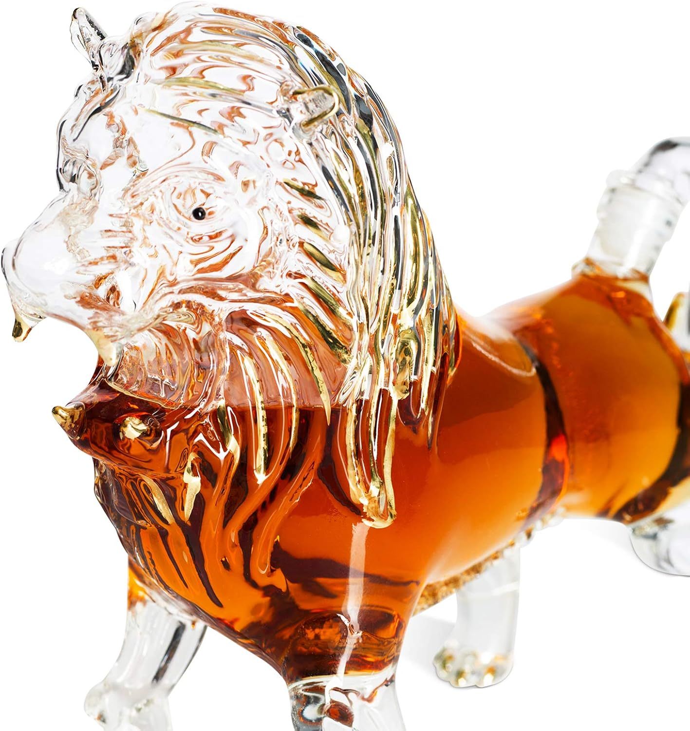 Lion Animal Whiskey and Wine Decanter, The Wine Savant - Stunning 500ml Glass Decanter Featuring a Majestic Lion Profile