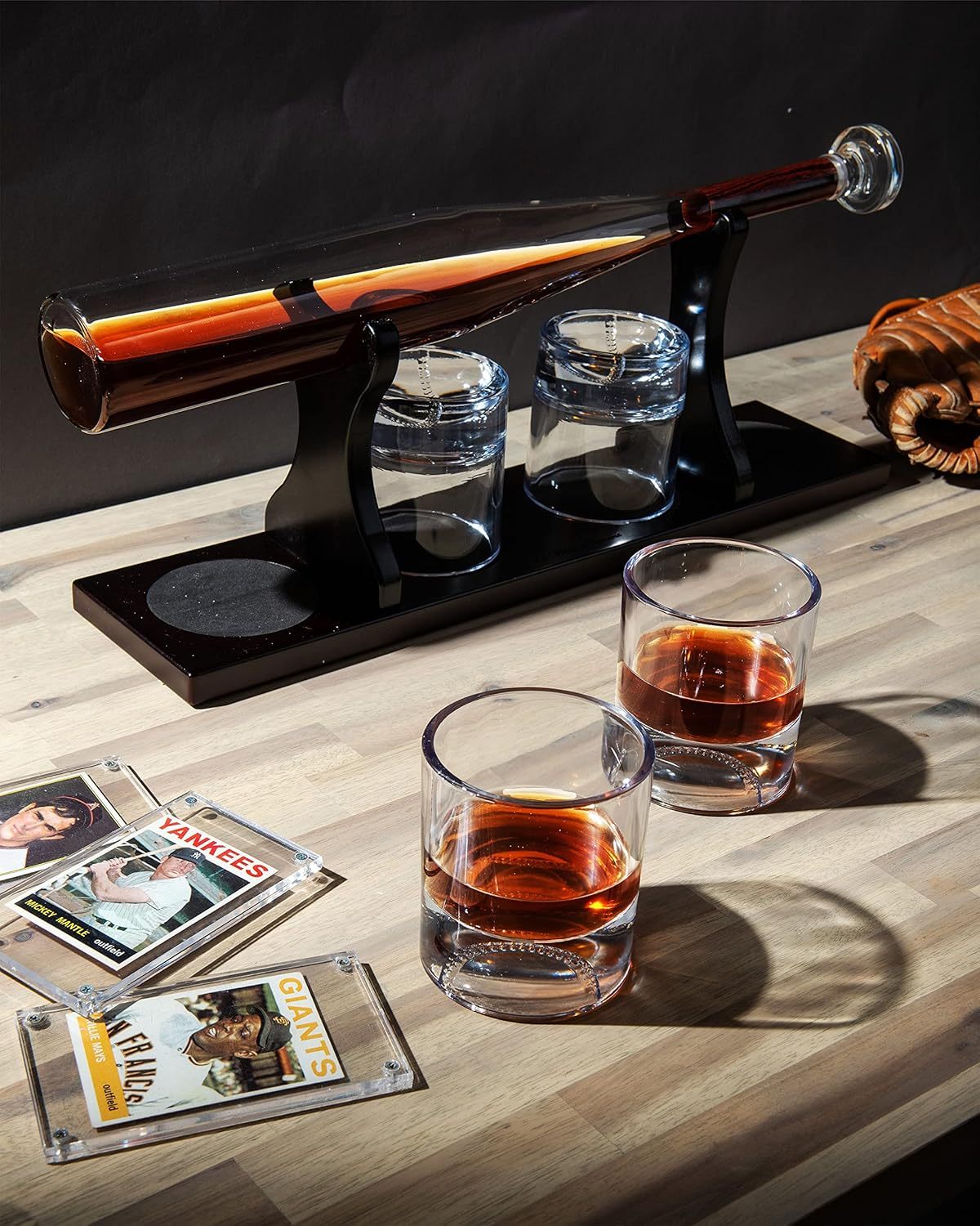 Baseball Bat Whiskey & Wine Decanter 4 Glasses, Spirits Set