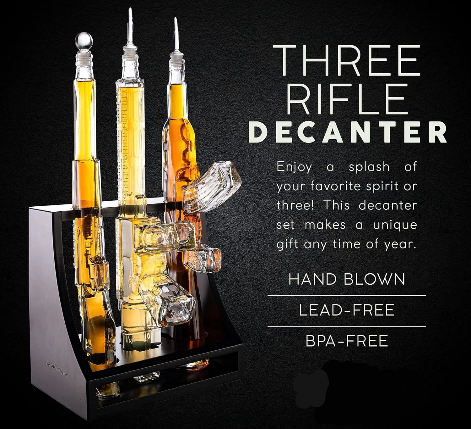 3 Gun Whiskey Decanters Set & Rifle Gun Decanter 1000ml