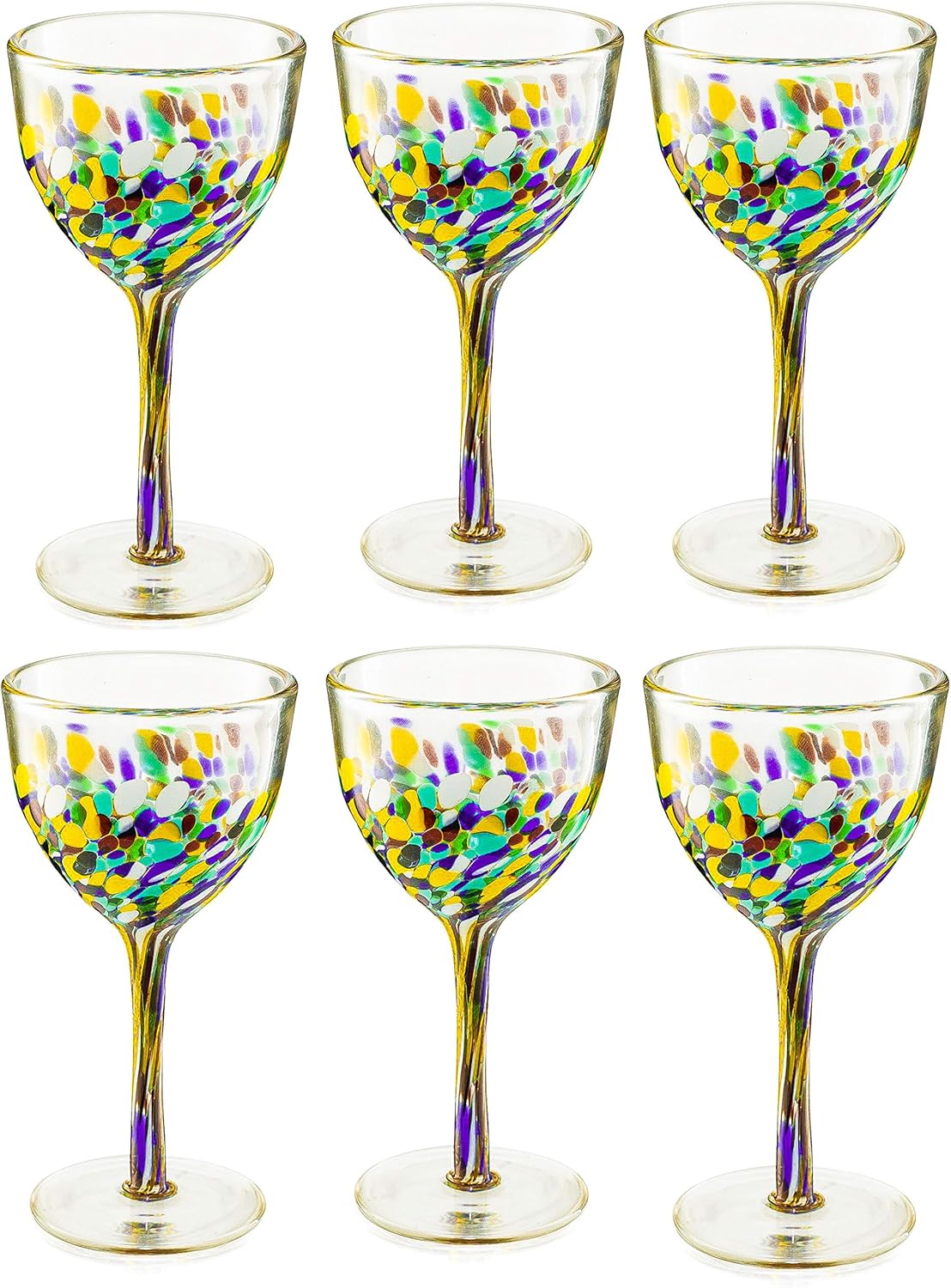 Recycled Glass Wine Glasses - Mexican Wine Glasses Set of 6