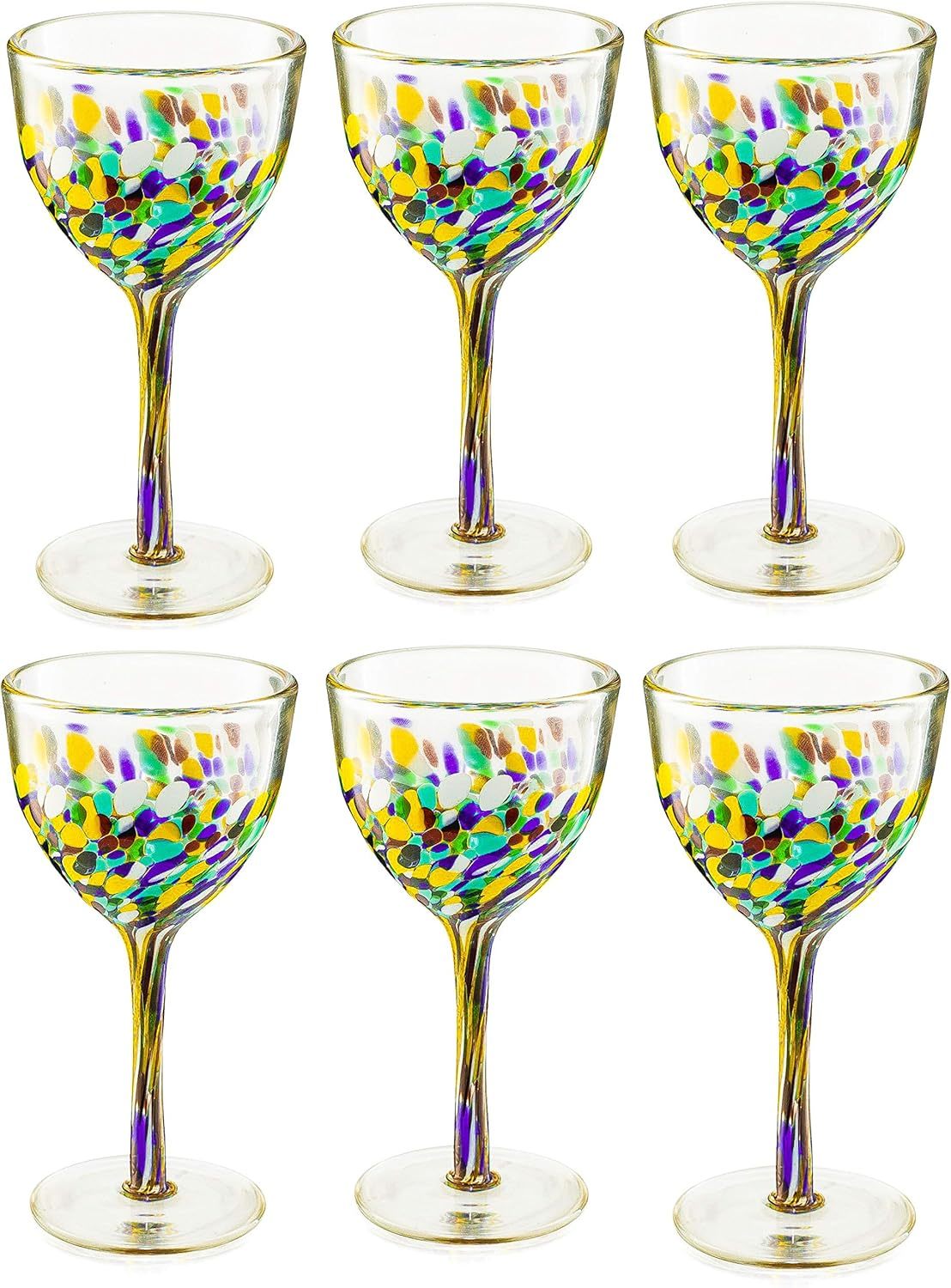 Recycled Glass Wine Glasses - Mexican Wine Glasses Set of 6