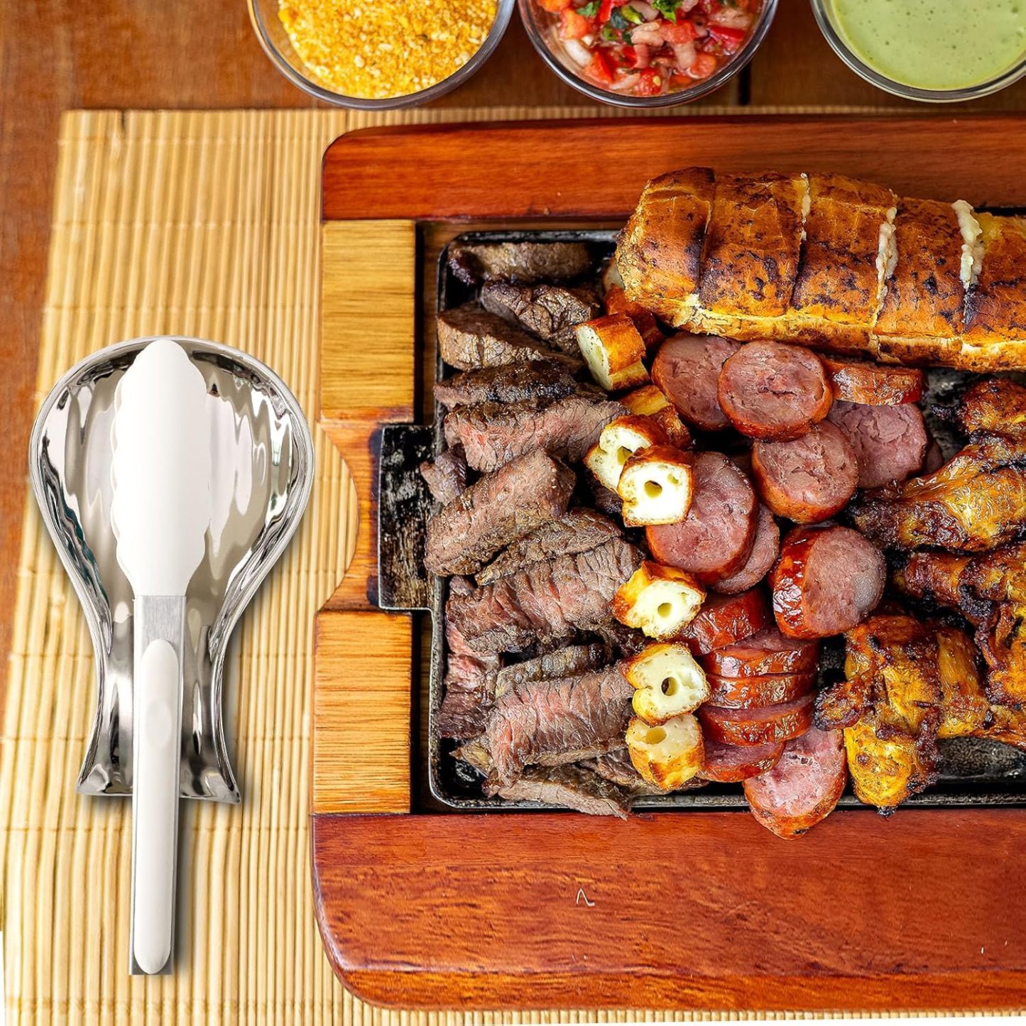 Porcelain Spoon Rest for Stove Top, 7 Inch Large Spoon Holder for Kichen Counter, Modern Coffee Spoon Rest, Spatula Holder, Heat Resistant, Birthdays Housewarming Gifts, Sliver