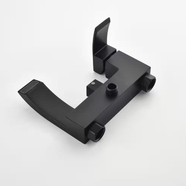 Single-Handle Wall Mount Roman Tub Faucet with Hand Shower in Matte Black
