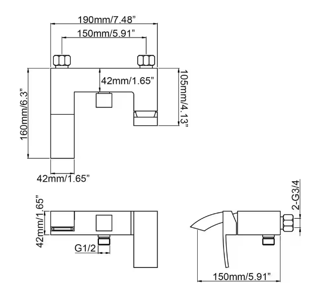 Single-Handle Wall Mount Roman Tub Faucet with Hand Shower in Matte Black