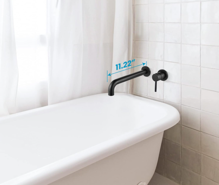 Matte Black Contemporary Bathroom Tub Filler Faucet Single Handle Wall Mounted Tub Faucet