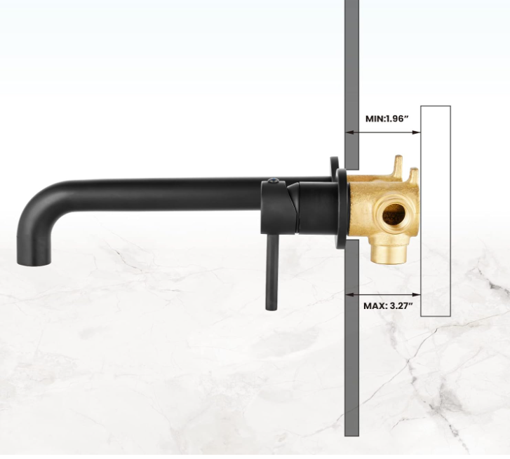 Matte Black Contemporary Bathroom Tub Filler Faucet Single Handle Wall Mounted Tub Faucet