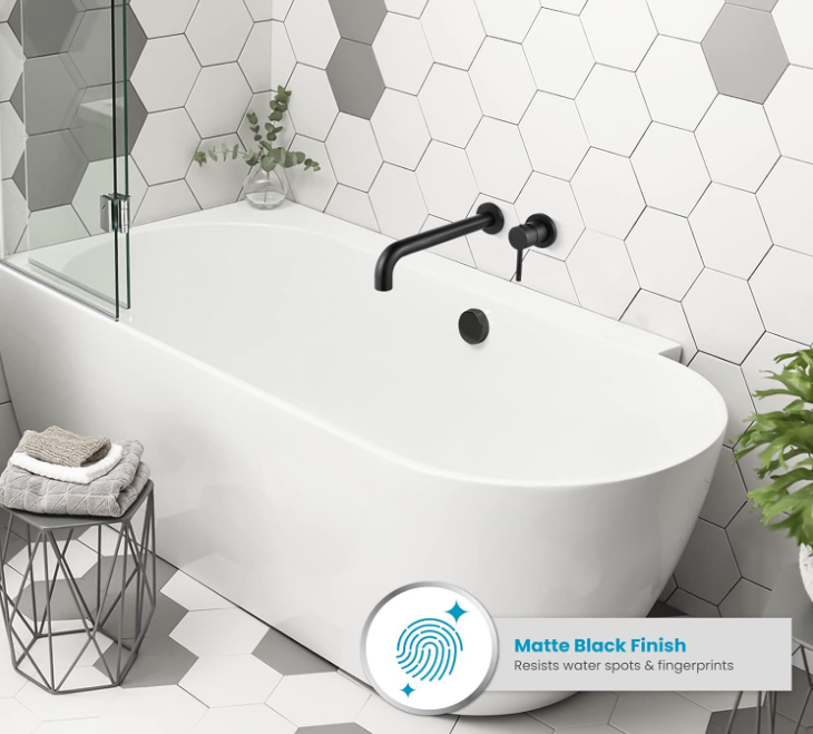 Matte Black Contemporary Bathroom Tub Filler Faucet Single Handle Wall Mounted Tub Faucet