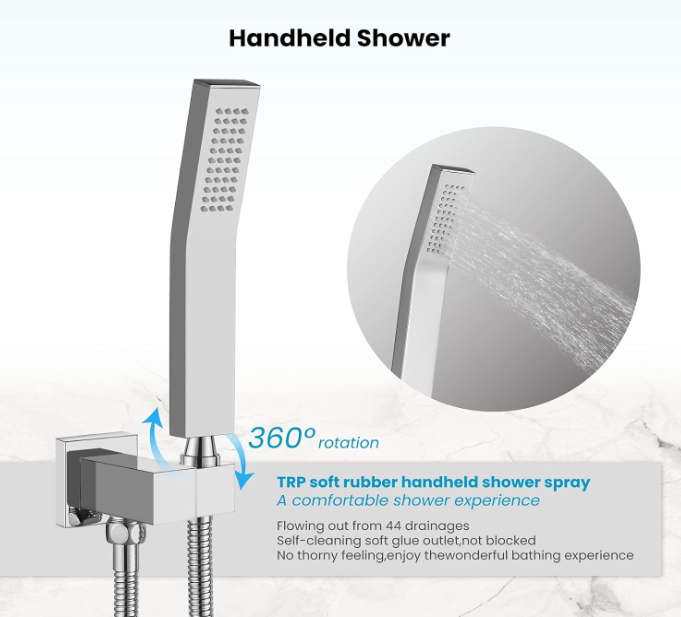 Rainfall 10 inch Shower System Bathroom Rain Mixer Silver Shower Combo Set