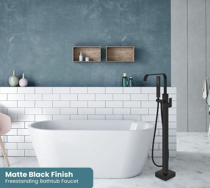 Freestanding Tub Filler Floor Mount Bathtub Faucet with Single Handle Brass Tub Faucets