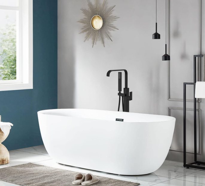 Freestanding Tub Filler Floor Mount Bathtub Faucet with Single Handle Brass Tub Faucets