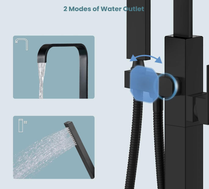 Freestanding Tub Filler Floor Mount Bathtub Faucet with Single Handle Brass Tub Faucets