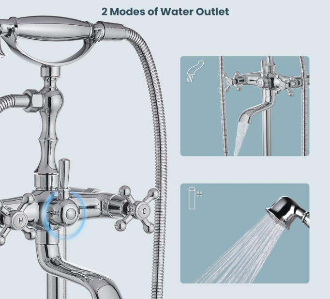 Freestanding Bathtub Faucet Polish Chrome Floor Mount Tub Filler