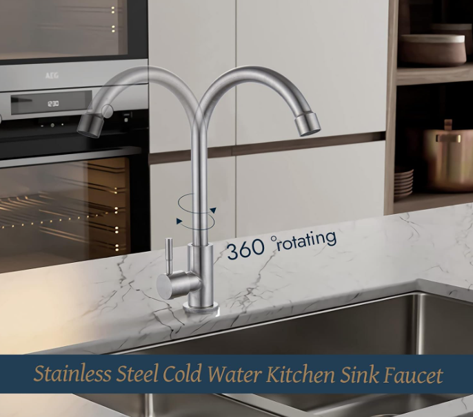 Stainless Steel Cold Water Kitchen Sink Faucet Brushed Nickel