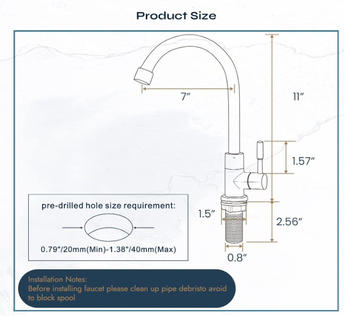 Stainless Steel Cold Water Kitchen Sink Faucet Brushed Nickel