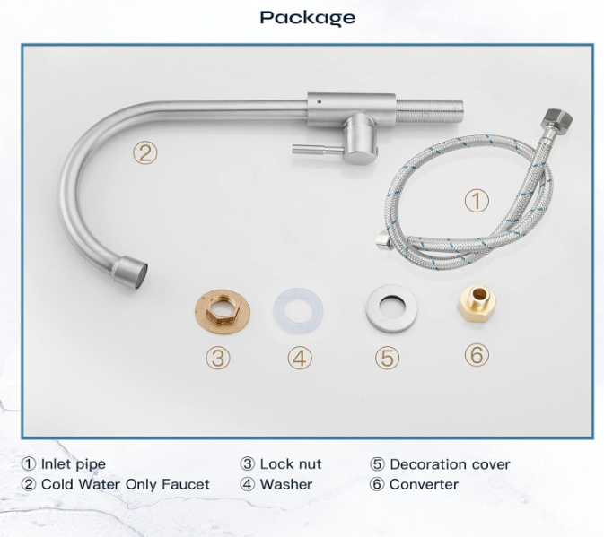 Stainless Steel Cold Water Kitchen Sink Faucet Brushed Nickel