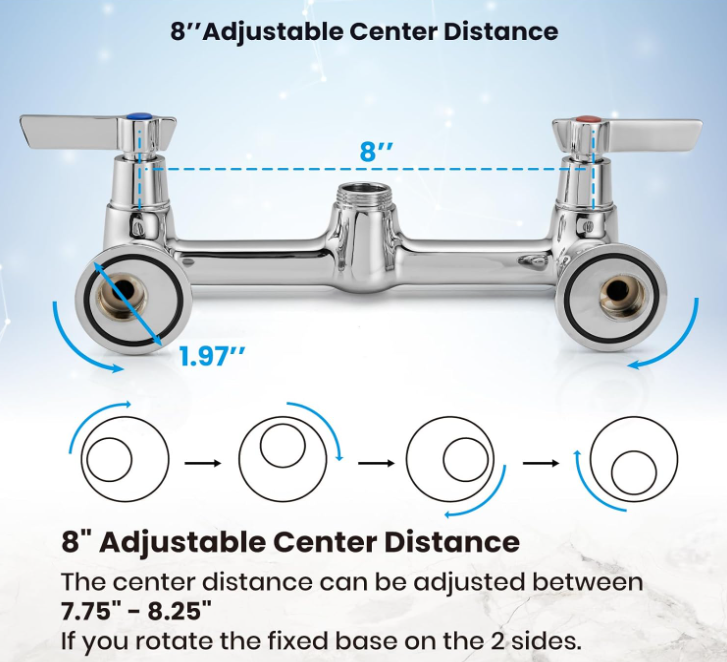 Adjustable Polish Chrome 9 Inch Swing Spout Sink Mount Kitchen Sink Faucet