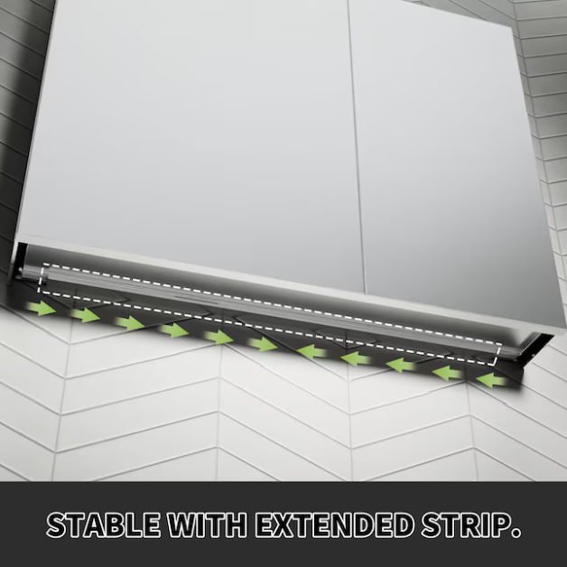 30-in x 24-in Surface/Recessed Mount Silver Mirrored Rectangle Soft Close Medicine Cabinet