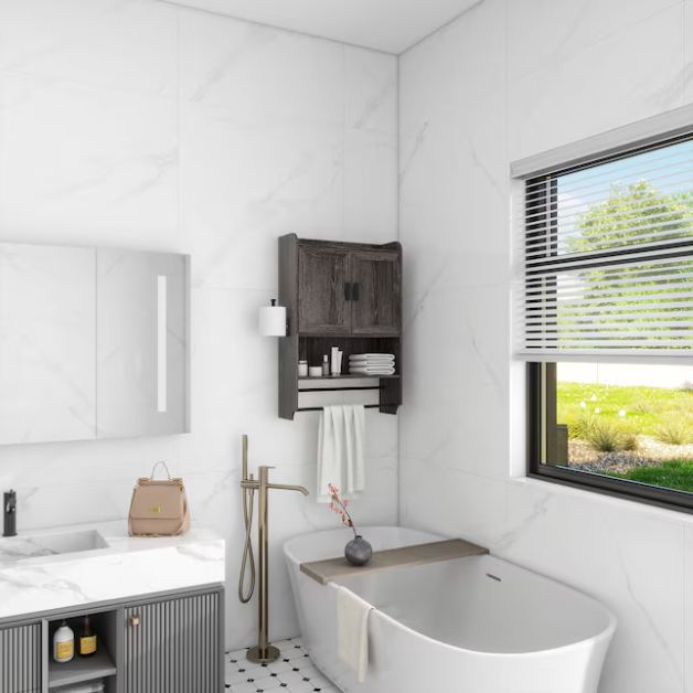 Linen Cabinets 21.65-in x 32.48-in Surface Mount Gray Rectangle Medicine Cabinet