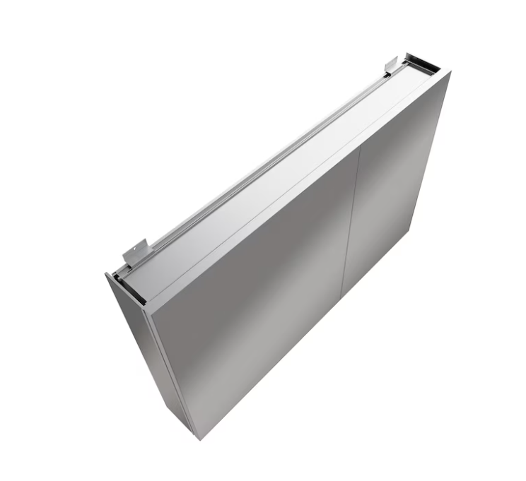 Medicine Cabinets 36-in x 24-in Surface/Recessed Mount Silver Mirrored Rectangle Soft Close Medicine Cabinet