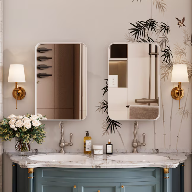 16-in x 24-in Fog Free Recessed Mount White Mirrored Rectangle Medicine Cabinet