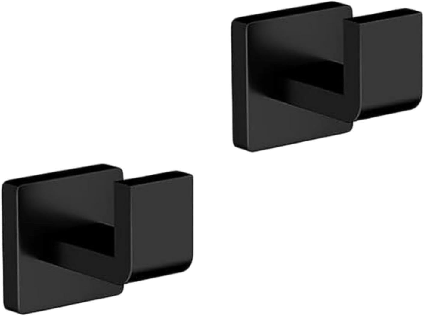 Bath Towel Hooks Matte Black - 2 Pack SUS304 Stainless Steel Bathroom Towel Hook