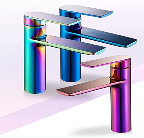 Colorful Brass Basin Faucet/Waterfall Blue Green Violet Desk Mount