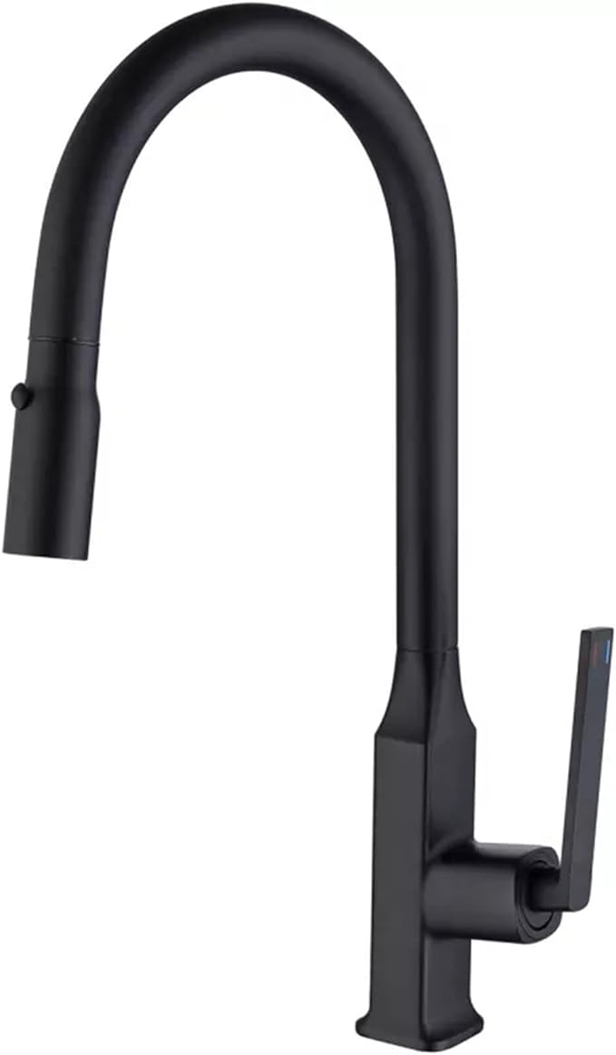 Pull Out Kitchen Faucet Matte Black Brass Hot Cold Water Kitchen Mixer Tap