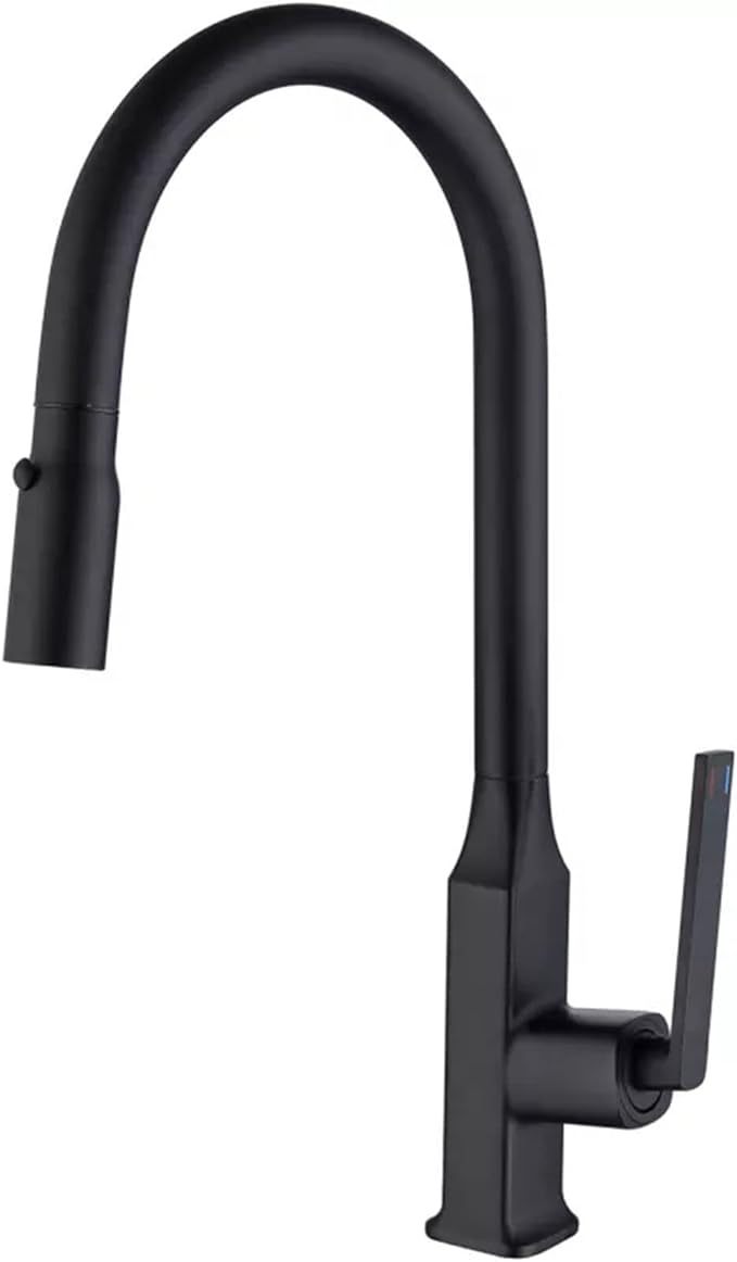 Pull Out Kitchen Faucet Matte Black Brass Hot Cold Water Kitchen Mixer Tap