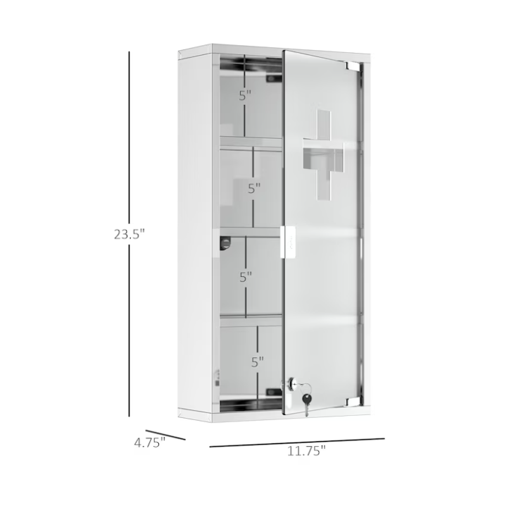 12-in x 24-in Surface Mount Silver Rectangle Soft Close Medicine Cabinet