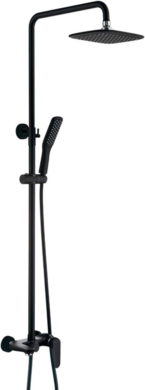 Bathroom Black Shower System, Wall Mounted Shower Column with Rain Overhead Shower
