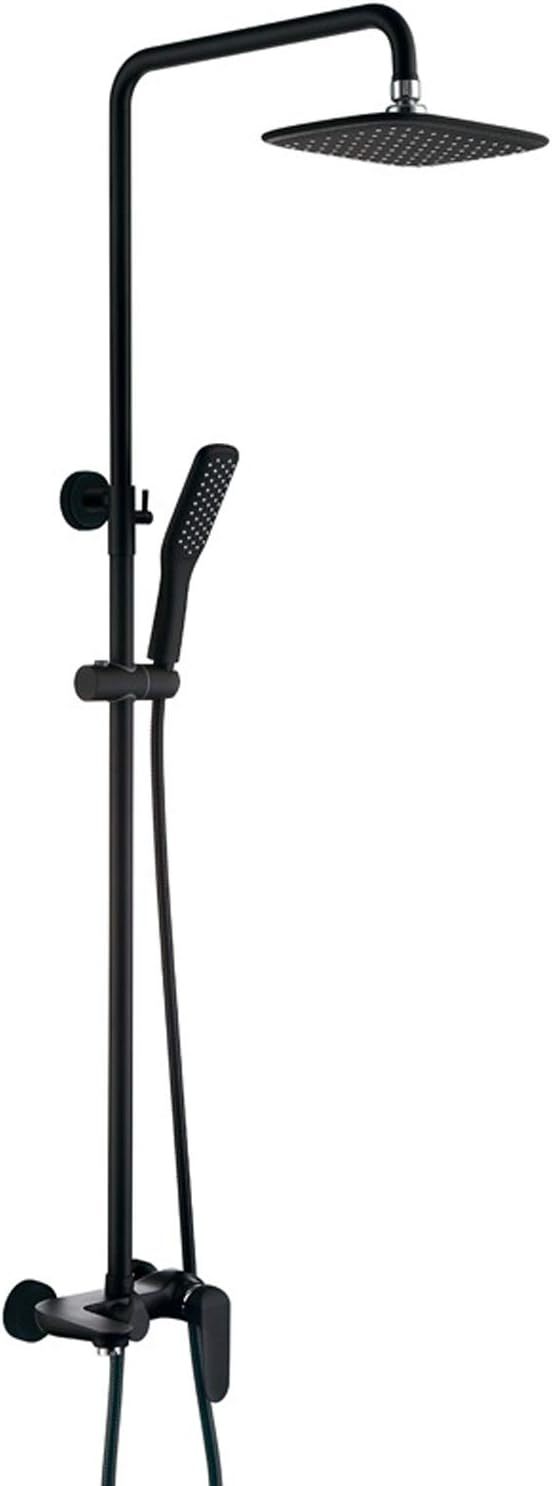 Bathroom Black Shower System, Wall Mounted Shower Column with Rain Overhead Shower