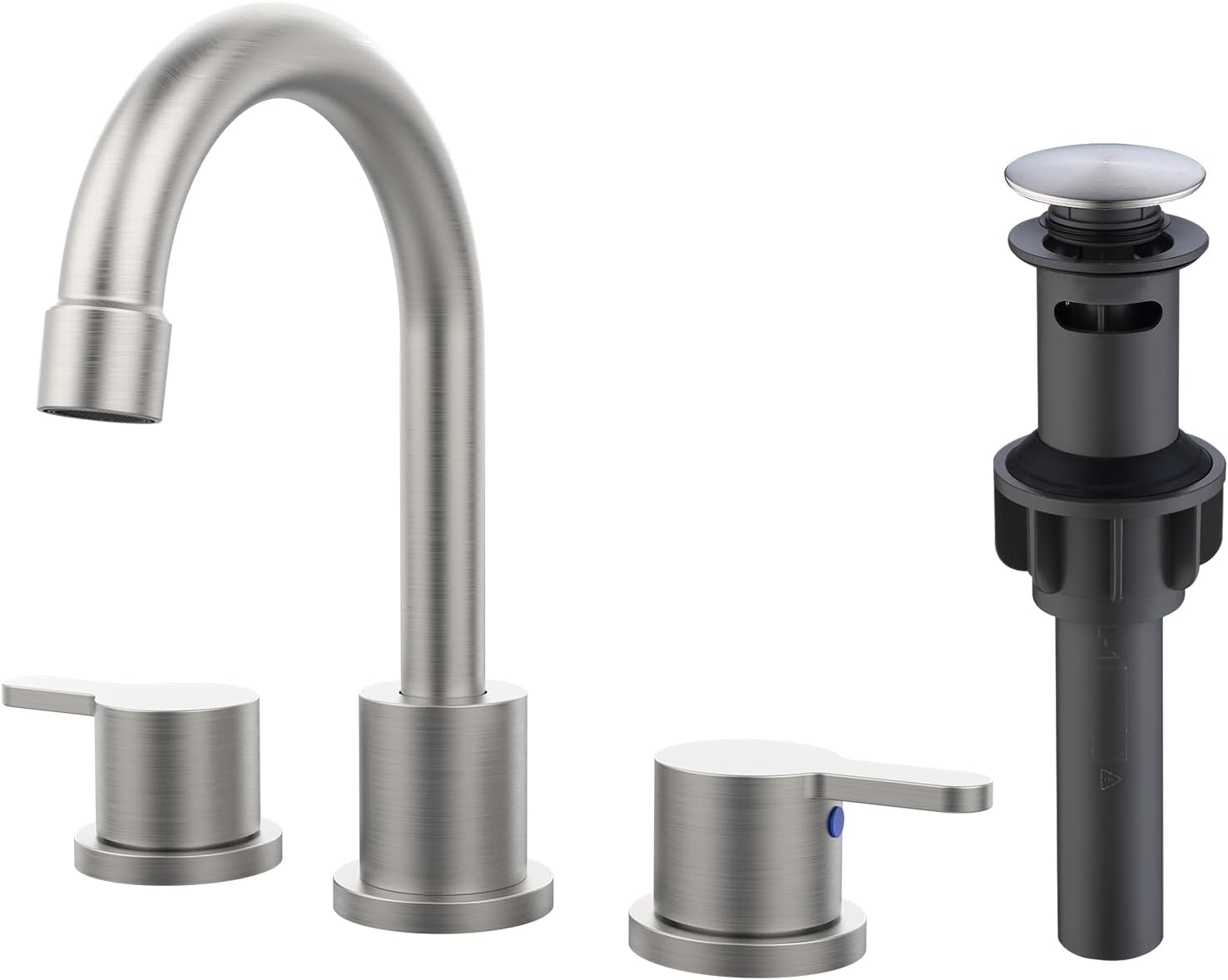 Widespread Bathroom Sink Faucet Brushed Nickel 2 Handle 8 inch Lavatory Faucet 3 Hole 360° Swivel Spout Vanity Sink Basin Faucet