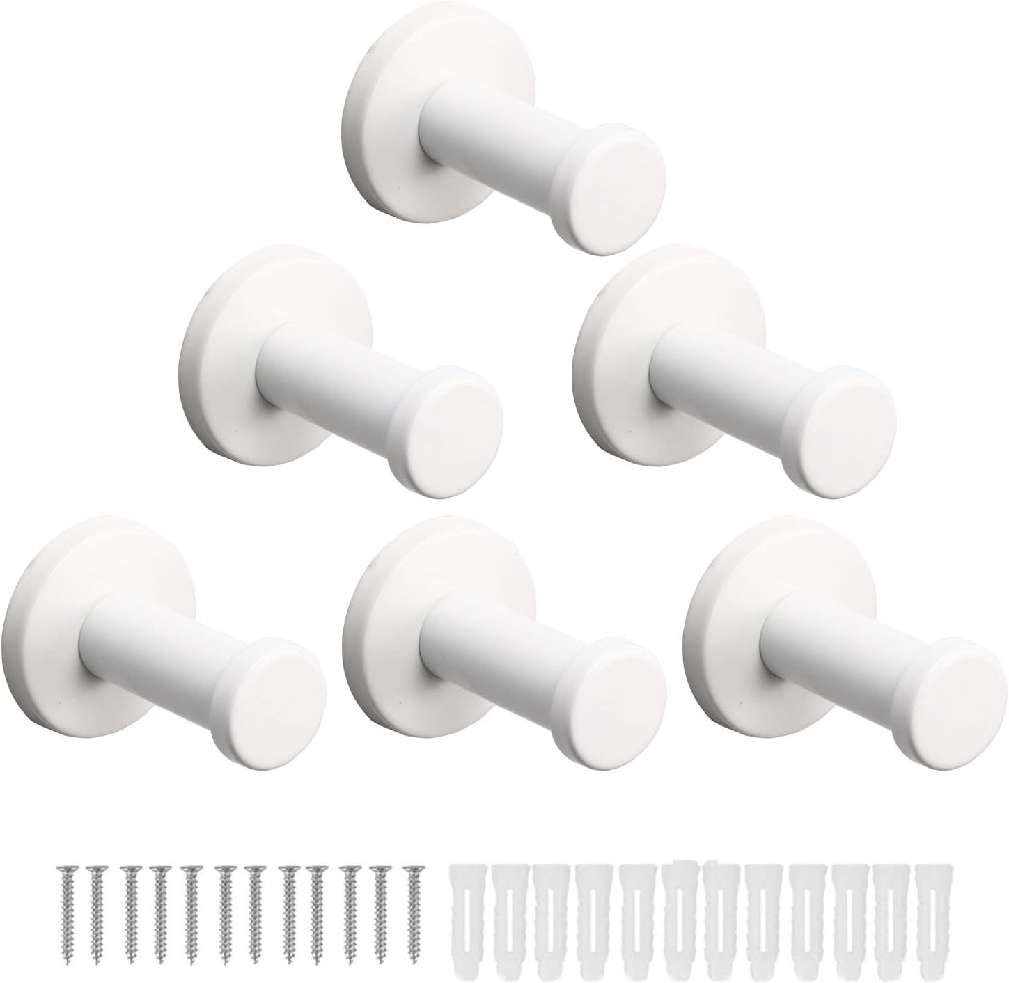 6 Pack Round Coat Hooks, Sturdy Wall Mounted Robe Hook, SUS 304 Stainless Steel Heavy Duty Clothes Hanger