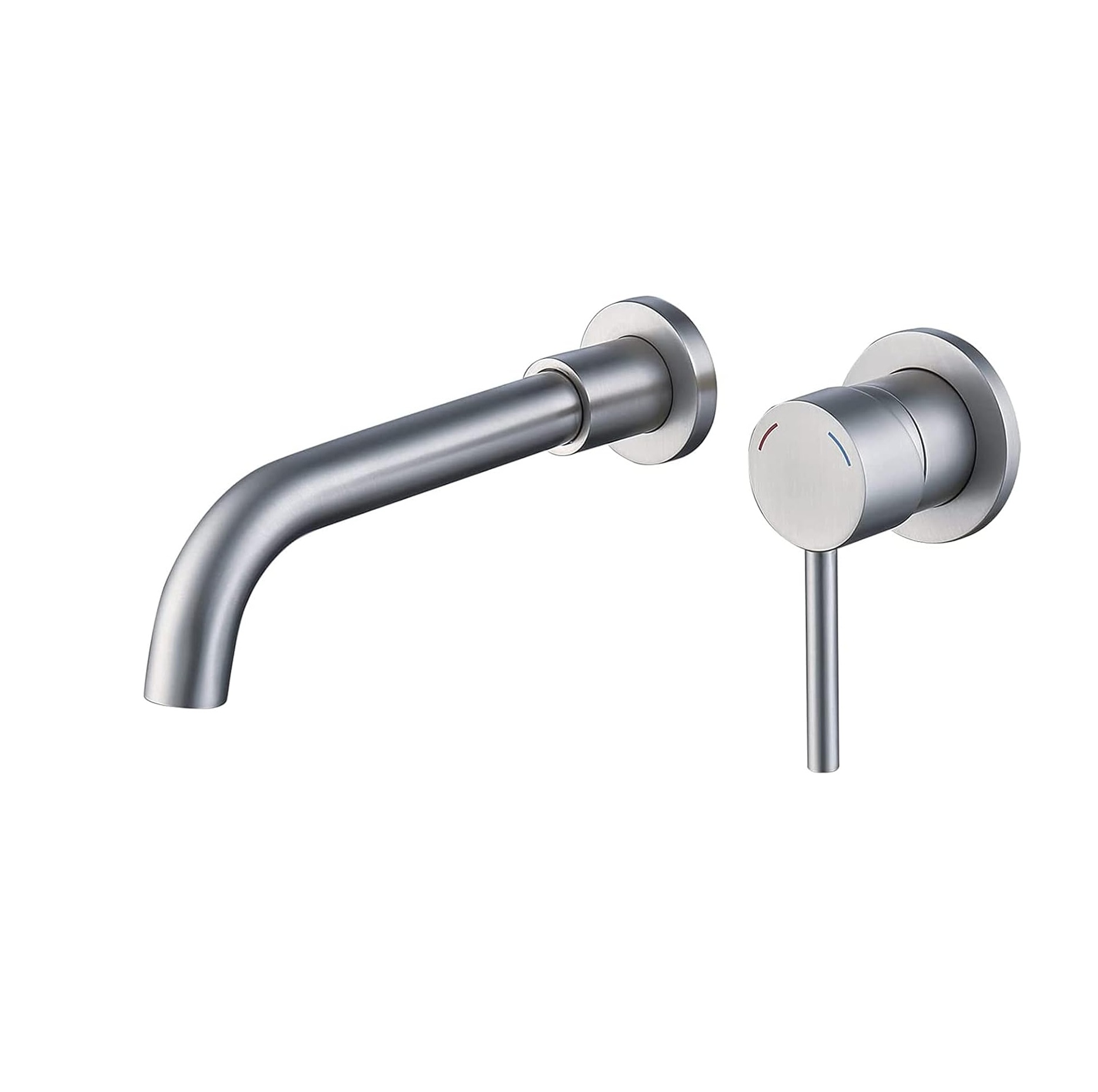 Bathroom Faucet Brushed Nickel, Wall Mounted Bathroom Sink Faucet 2 Hole and Rough in Valve Included