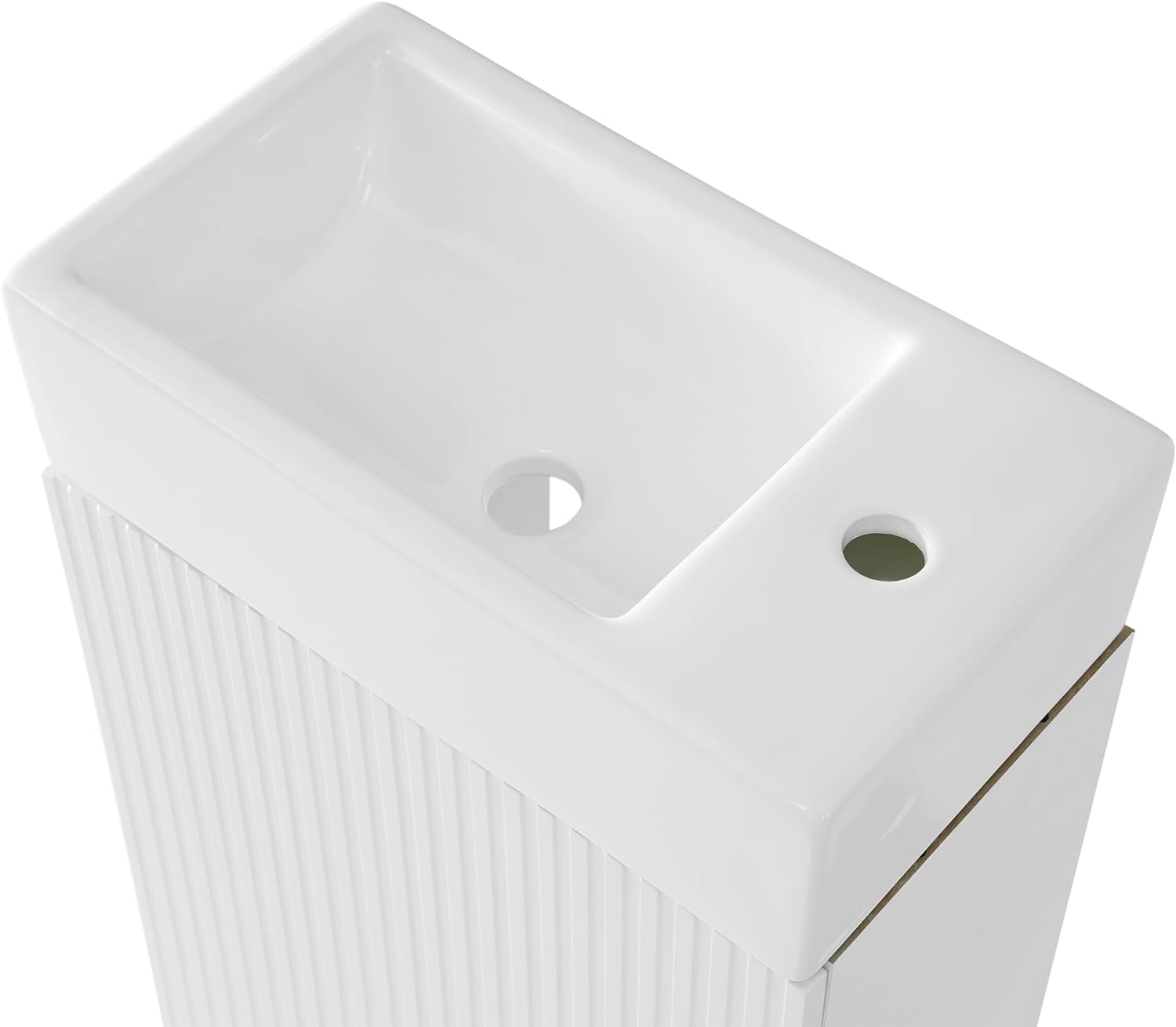 White 18.6" Bathroom Vanity Cabinet with Ceramic Sink Top Set