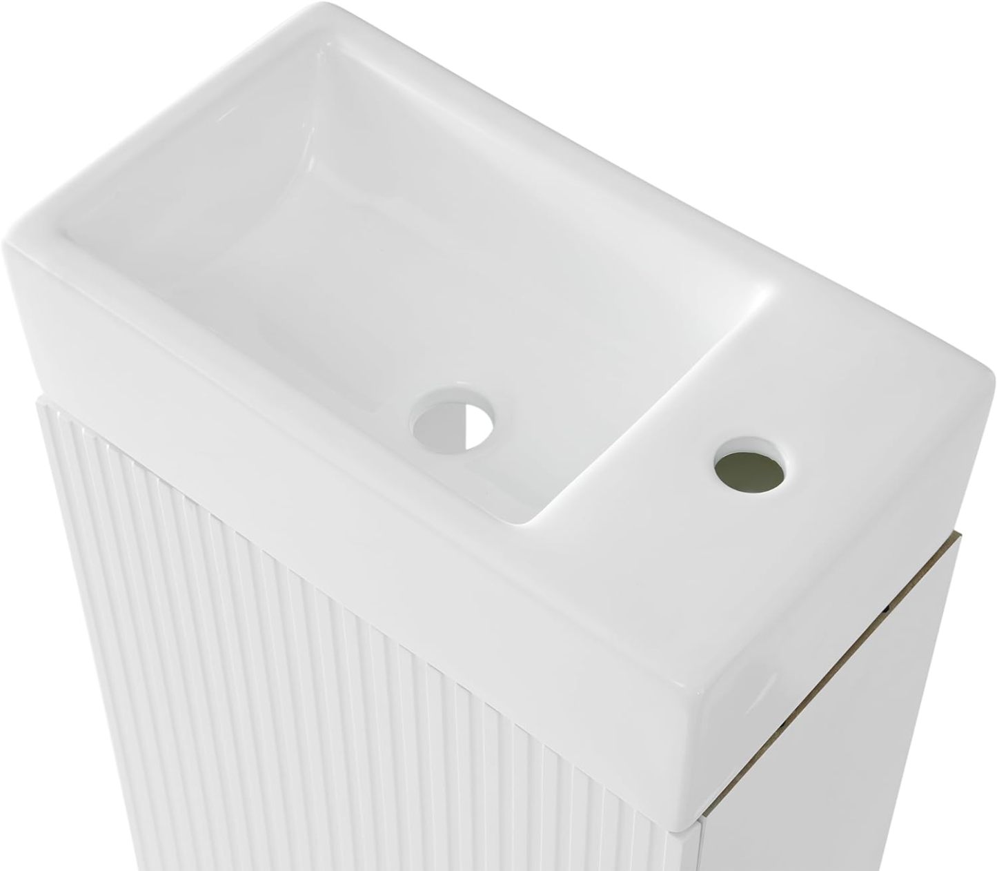 White 18.6" Bathroom Vanity Cabinet with Ceramic Sink Top Set