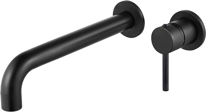 Matte Black Contemporary Bathroom Tub Filler Faucet Single Handle Wall Mounted Tub Faucet