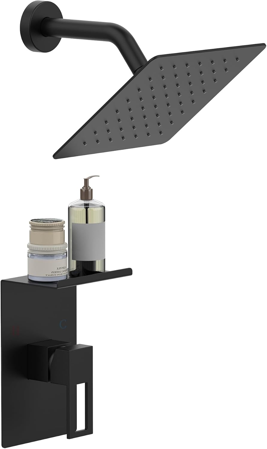 Shower Faucet With Storage Rack 8-inch Rain Shower Head Shower Decoration Kit with Single Spray Shower Head