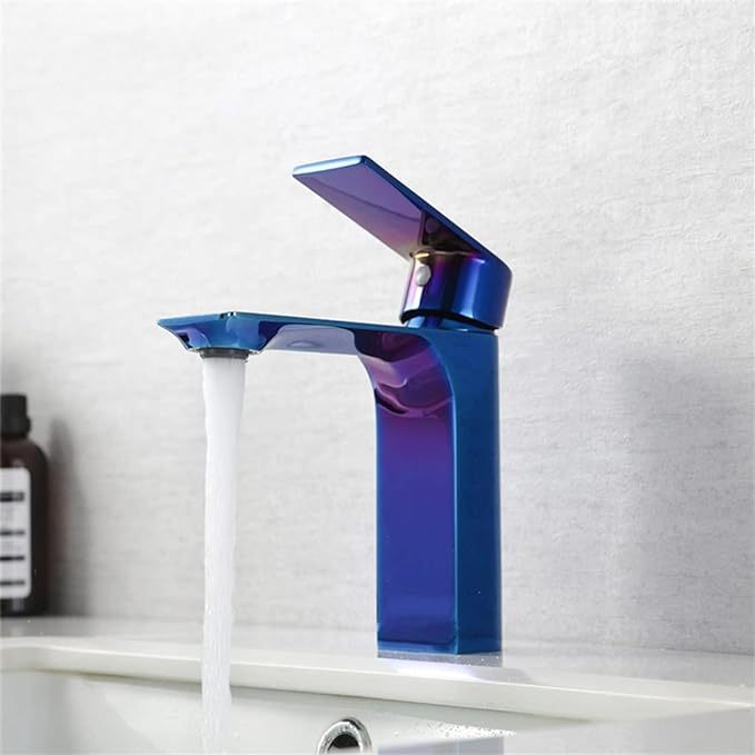 Basin Faucet Bathroom Cool Blue Sink Faucet Special Single Handle Hole Brass Chrome Taps