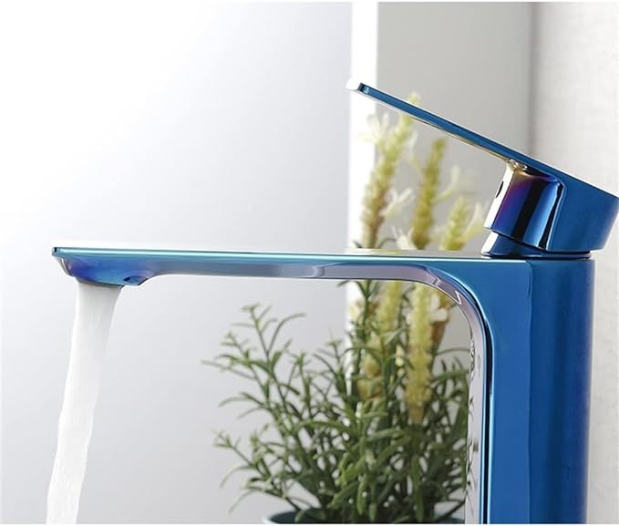 Basin Faucet Bathroom Cool Blue Sink Faucet Special Single Handle Hole Brass Chrome Taps