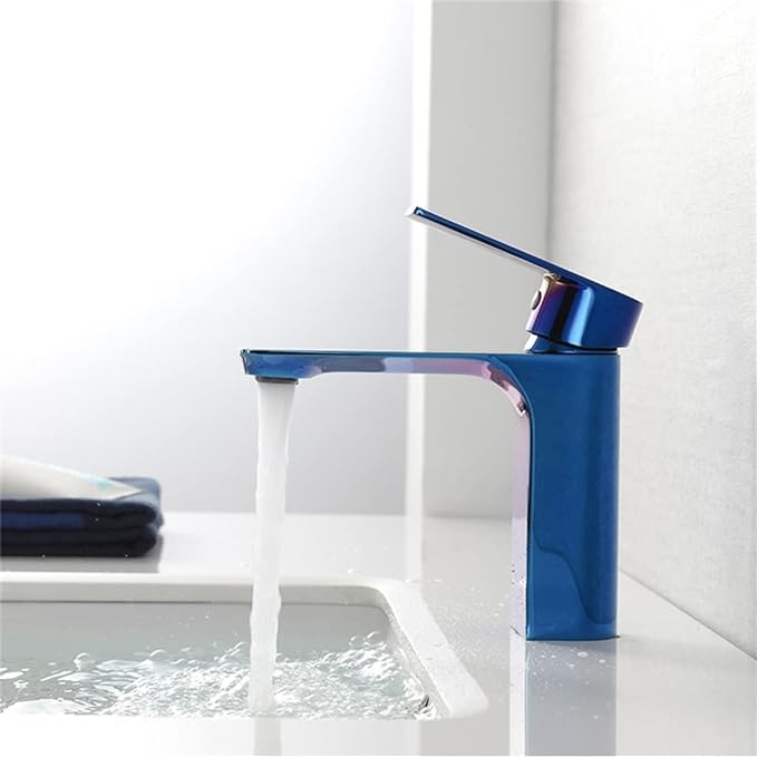 Basin Faucet Bathroom Cool Blue Sink Faucet Special Single Handle Hole Brass Chrome Taps