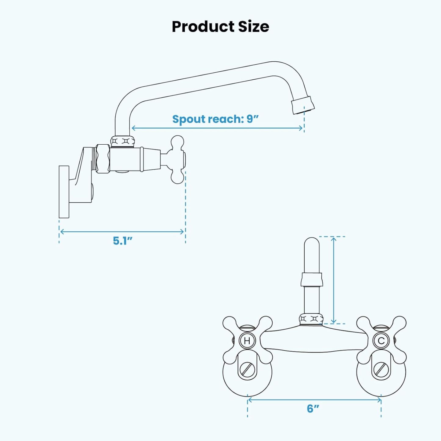 Wall Mount Kitchen Faucet Brushed Nickel Double Cross Handle