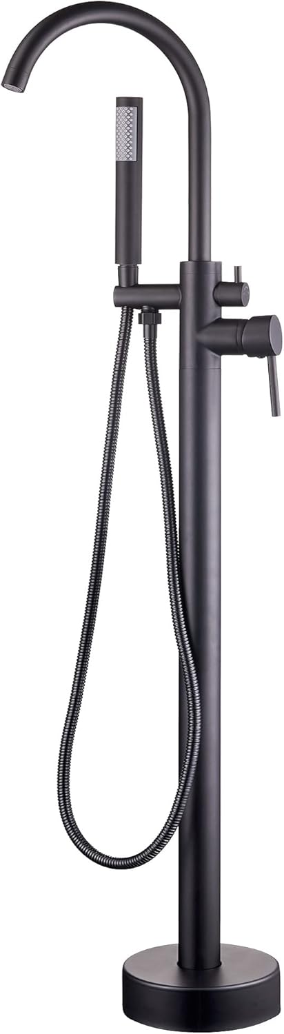 Tub Filler Freestanding Bathtub Faucet Brushed Nickel Floor Mount Brass