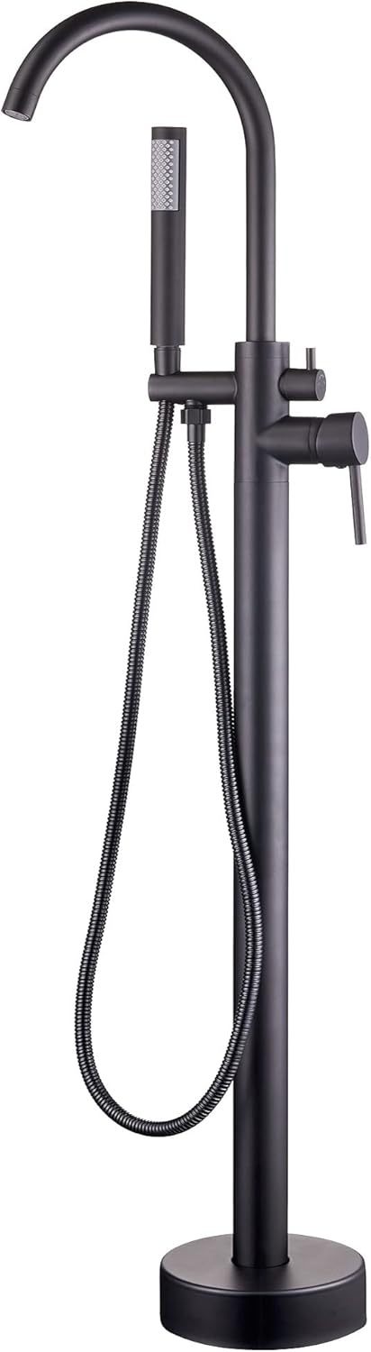 Tub Filler Freestanding Bathtub Faucet Brushed Nickel Floor Mount Brass