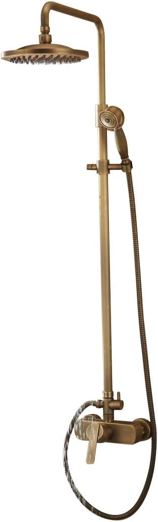 Antique Rain Shower System Set 8 Inch Rainfall Shower Head with Handheld Spray
