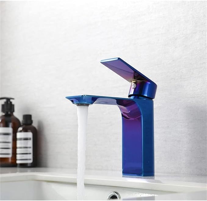Basin Faucet Bathroom Cool Blue Sink Faucet Special Single Handle Hole Brass Chrome Taps