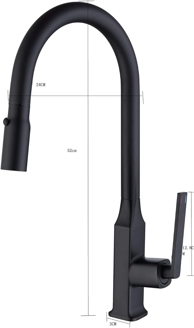 Pull Out Kitchen Faucet Matte Black Brass Hot Cold Water Kitchen Mixer Tap