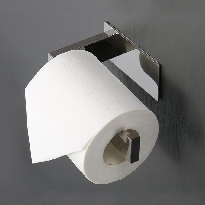 Self Adhesive Tissue Holder Stainless Steel Rustproof Paper Roll Holder, No Drilling Easy to Install